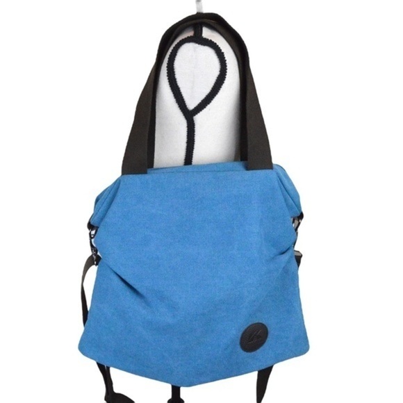 Crossbody Shoulder Canvas Messenger Bag, Ocean Blue & Brown - Picture 1 of 12